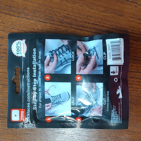 Brand New Lock Laces for Sneakers. No-Tie Shoe Laces Cool Gray. - Picture 2 of 3